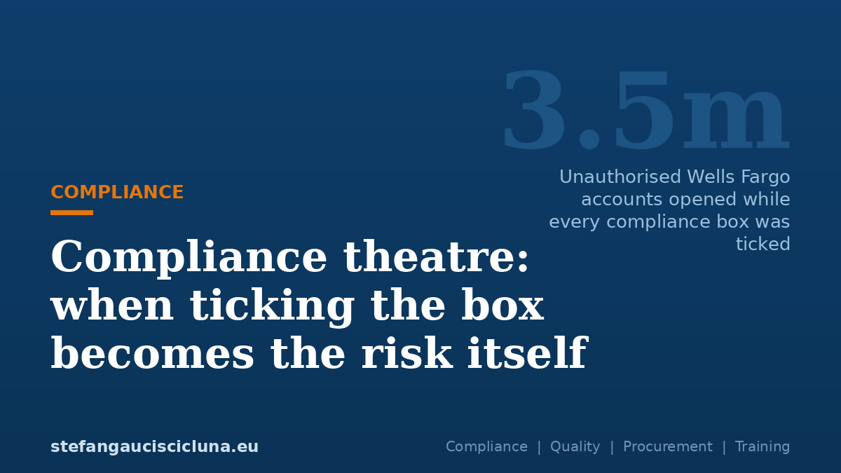 Compliance theatre: when ticking the box becomes the risk itself