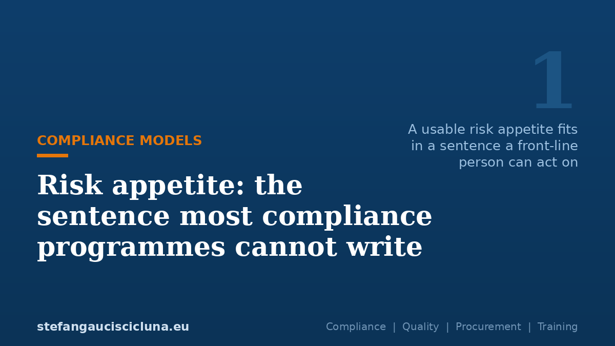 Risk appetite: the sentence most compliance programmes cannot write