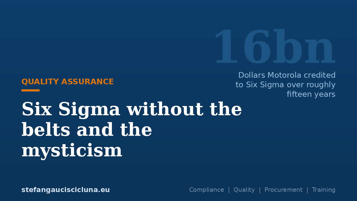 Six Sigma without the belts and the mysticism