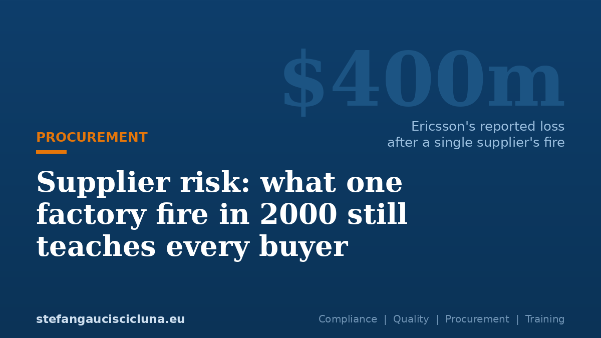 Supplier risk: what one factory fire in 2000 still teaches every buyer