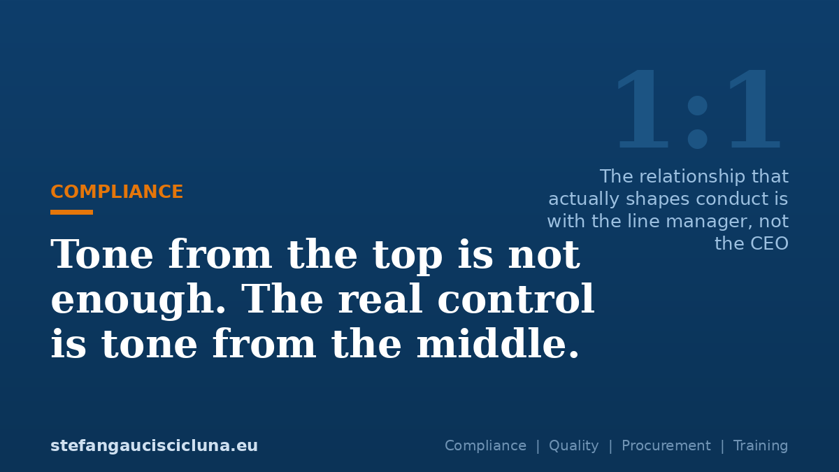 Tone from the top is not enough. The real control is tone from the middle.