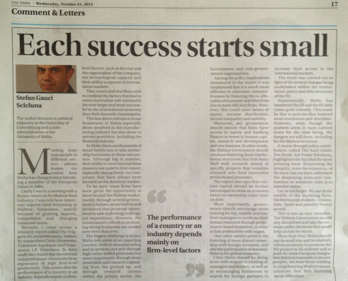 Newspaper cutting: Each success starts small