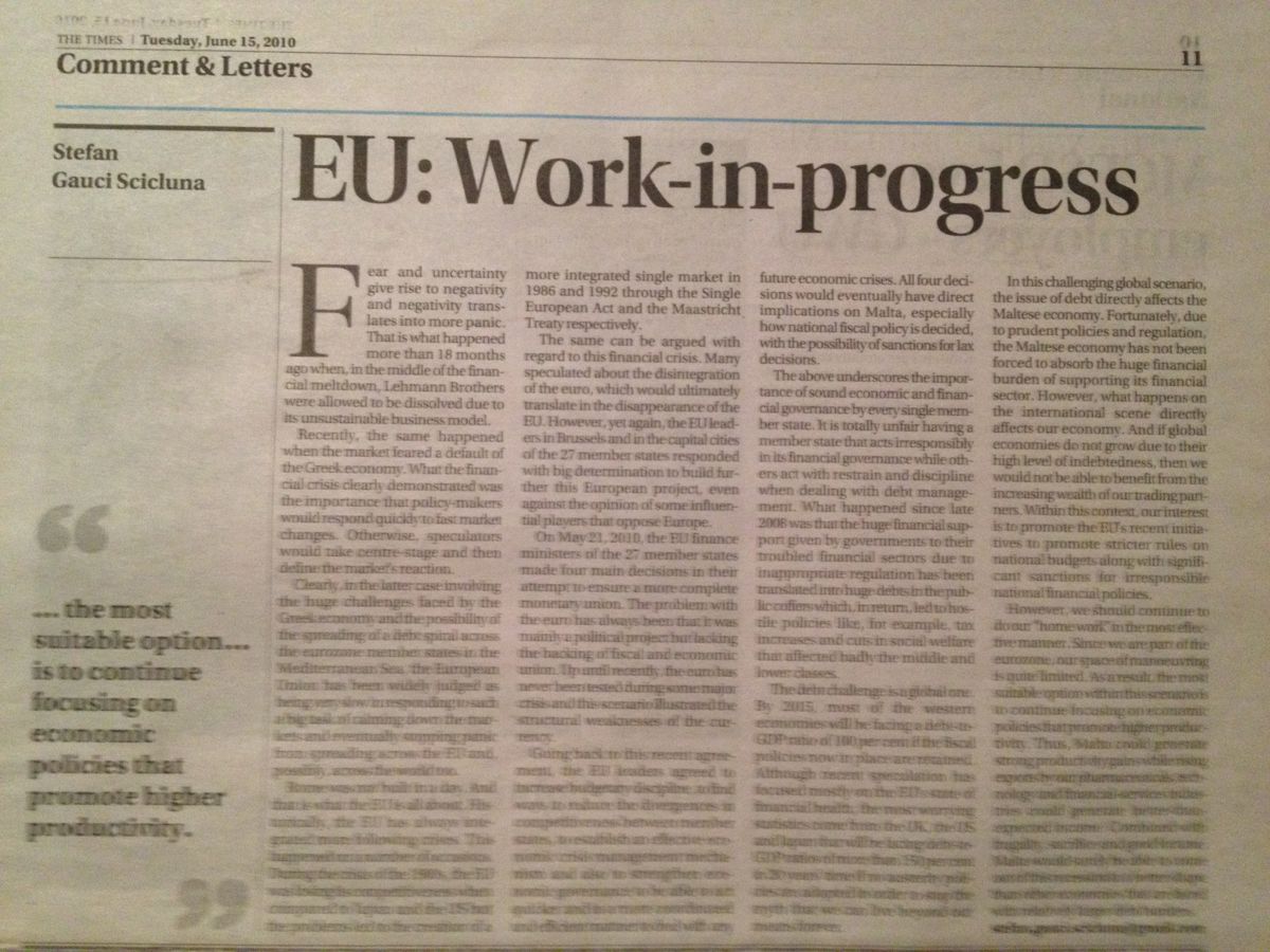 Newspaper cutting: The EU, a work in progress